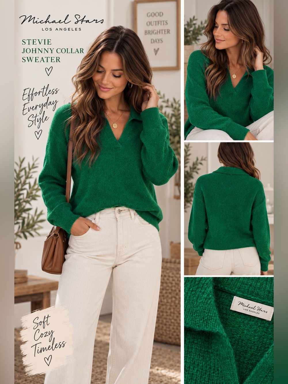 NWT MICHAEL STARS Stevie Johnny Collar Sweater Retail $188